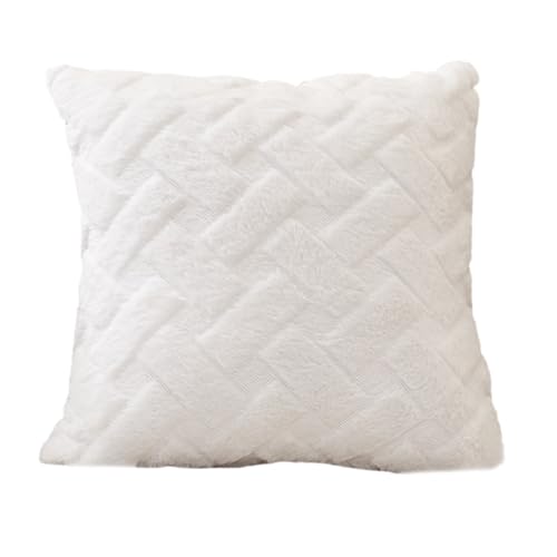 Dasbsug Weiche und gemütliche Kunstfell-Kissenbezüge mit zeitlosem Streifenmuster, perfekt für Wohnzimmer, 45 x 45 cm, pelziger Kissenbezug von Dasbsug