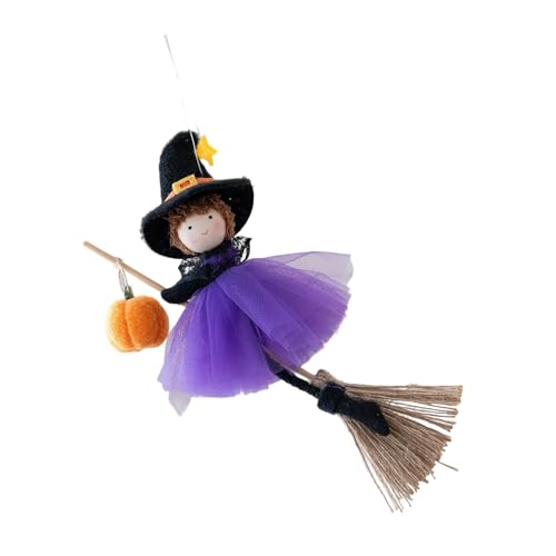 Hexenfigur aus weichem Stoff, hängende Dekoration, Besen, Mädchen, Ornament für Tür, Fenster, Kaminsims, Zuhause, Party, Dekoration von Dasbsug