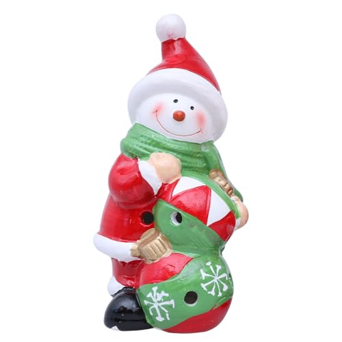LED leuchtende Keramik-Weihnachtsfigur, Weihnachtsmann, Schneemann, Weihnachtsmann, Statue für Wohnzimmer, Esstisch, Regal, Display, Feste, beleuchtete Heimdekoration, Ornament von Dasbsug