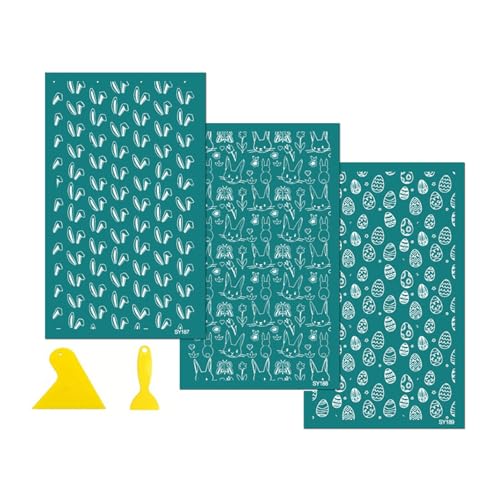 Ostern-Siebdruck-Schablonen, wiederverwendbar, für Ohrringe, bedruckt, schöne Kaninchen, Netz-Transfers, Ton, Netz, Transfers aus Osterseide für Ohrringe von Dasbsug