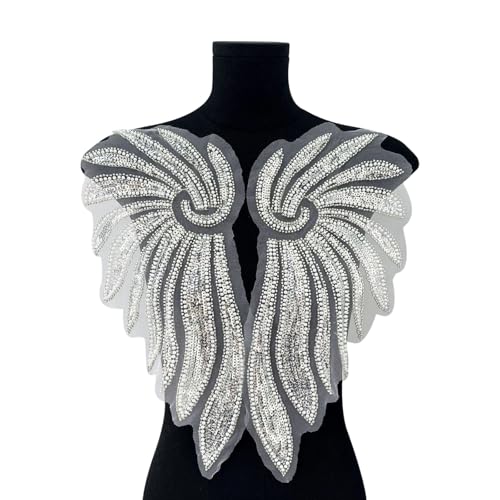 Perlglanz-Applikation, bestickt, Flügel-Accessoire, handgenähte Pailletten und Perlen für Hochzeit, Party, luxuriöse Brautverzierung Perlglanz-Applikation, bestickt, Flügel-Accessoire, handgenähte Pailletten und Perlen für Hochzeit, Party, luxuriöse Brautverzierung von Dasbsug