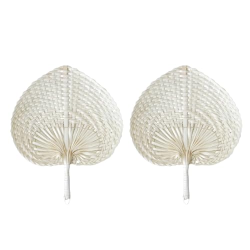Rattan-Handfächer, 2er-Set, für Braut, Brautjungfer, wiederverwendbar, Hochzeitsdekoration mit ergonomischem Design für Gäste, natürliche Zeremonie von Dasbsug