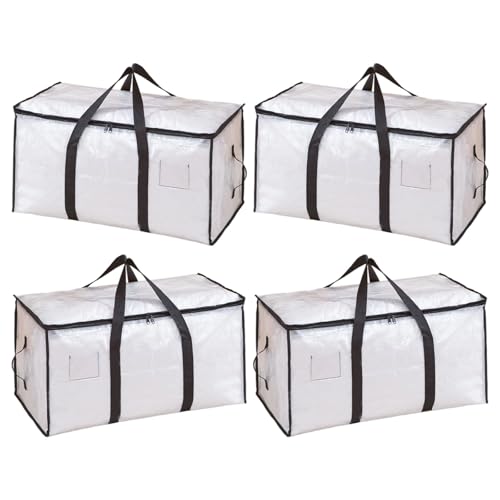 Robuste Aufbewahrungstasche mit Netzgriff, durchsichtig, übergroß, wasserdicht, für saisonale Kleidung, Bettwäsche, Organisation, tragbare Aufbewahrungstasche für Reisen Robuste Aufbewahrungstasche mit Netzgriff, durchsichtig, übergroß, wasserdicht, für saisonale Kleidung, Bettwäsche, Organisation, tragbare Aufbewahrungstasche für Reisen von Dasbsug