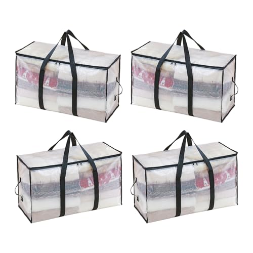 Robuste Aufbewahrungstasche mit Netzgriff, durchsichtig, übergroß, wasserdicht, für saisonale Kleidung, Bettwäsche, Organisation, tragbare Aufbewahrungstasche für Reisen Robuste Aufbewahrungstasche mit Netzgriff, durchsichtig, übergroß, wasserdicht, für saisonale Kleidung, Bettwäsche, Organisation, tragbare Aufbewahrungstasche für Reisen von Dasbsug