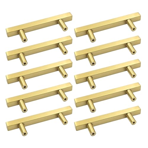 Schubladengriffe aus gebürstetem Messing, elegant, goldfarben, für Küchenschrank und Badezimmer, quadratisch, 10 Stück Schubladengriffe aus gebürstetem Messing, elegant, goldfarben, für Küchenschrank und Badezimmer, quadratisch, 10 Stück von Dasbsug