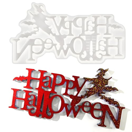 Silikonform mit Aufschrift "Happy Halloween", einfaches Entformen, Backen für Epoxidharz, Seife, Urlaubsdekoration, Silikonform von Dasbsug