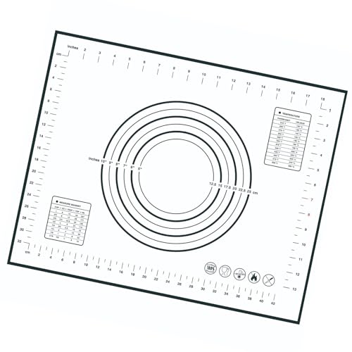 Teigmatte aus lebensmittelechtem Silikon, 230 °C, hitzebeständig, antihaftbeschichtet, spülmaschinenfest, Rollbrett für Backutensilien, Silikon-Gebäckmatten von Dasbsug