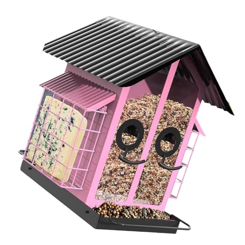 Vogelfutterstation mit großer Kapazität für den Außenbereich mit Sitzstange, mehreren Ablauflöchern und einfacher Aufhängung, Metall-Vogelfutterstation Vogelfutterstation mit großer Kapazität für den Außenbereich mit Sitzstange, mehreren Ablauflöchern und einfacher Aufhängung, Metall-Vogelfutterstation von Dasbsug