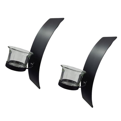 Wandleuchter-Set aus gebogenem Eisen, mit abnehmbarem Teelichthalter, Glasbecher für Esszimmer, Schlafzimmer, ästhetische Wandmontage, 2 Stück Wandleuchter-Set aus gebogenem Eisen, mit abnehmbarem Teelichthalter, Glasbecher für Esszimmer, Schlafzimmer, ästhetische Wandmontage, 2 Stück von Dasbsug