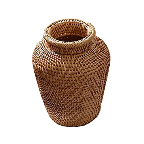 Dasertoe Geflochtenes Rattan-Vase, Kunstvase, Mode, Tischdekoration, Pflanzen, Topf, für die Dekoration im Innenbereich von Dasertoe