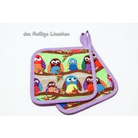 Kindertopflappen Eule Topflappen Set Eulenmotiv von DasfleissigeLieschen
