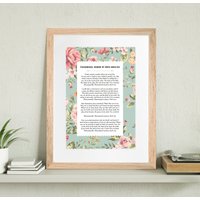 Floral Poem Lieblings Songtexte Worte Personalisierte Druck. Verwenden Sie Ihre Eigenen Worte. Ungerahmtes Poster A4, A3, A2. Maßanfertigung von DashandDotUK