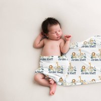 Dschungel Personalisierte Swaddle Decke, Safari Baby Name Geburtsankündigung Jungen Decke Krankenhaus von DashingFoxCo