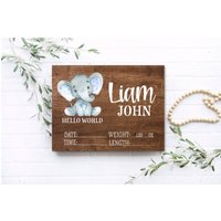 Elefant Geburtsdaten Zeichen, Holzschild, Safari Kinderzimmer Dekor, Name Bekanntgabe Personalisierte Baby Geschenk, Krankenhaus Namensschild, Hallo Elefant Geburtsdaten Zeichen, Holzschild, Safari Kinderzimmer Dekor, Name Bekanntgabe Personalisierte Baby Geschenk, Krankenhaus Namensschild, Hallo von DashingFoxCo