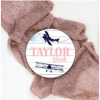 Flugzeug Baby Mädchen Runde Holz Namensschild Aus Personalisierte Name Neugeborene Ankündigung Benutzerdefinierte Kinderzimmer Zeichen Dekor von DashingFoxCo
