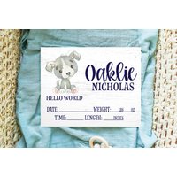 Hündchen Geburtsschild, Holzschild, Hund, Kinderzimmer, Namensschild, Personalisiertes Babygeschenk, Krankenhaus, Hallo Welt Hündchen Geburtsschild, Holzschild, Hund, Kinderzimmer, Namensschild, Personalisiertes Babygeschenk, Krankenhaus, Hallo Welt von DashingFoxCo
