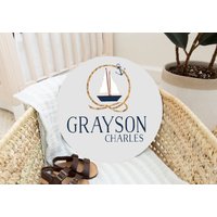 Wassersegelboot Rundholz Baby Namensschild Aus Holz Personalisierte Name Neugeborene Ankündigung Benutzerdefinierte Anker Kinderzimmer Zeichen Dekor von DashingFoxCo