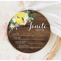 Zitrone Geburt Stats Runde Holz Baby Name Zeichen Aus Personalisierte Neugeborene Ankündigung Benutzerdefinierte Kinderzimmer Dekor von DashingFoxCo