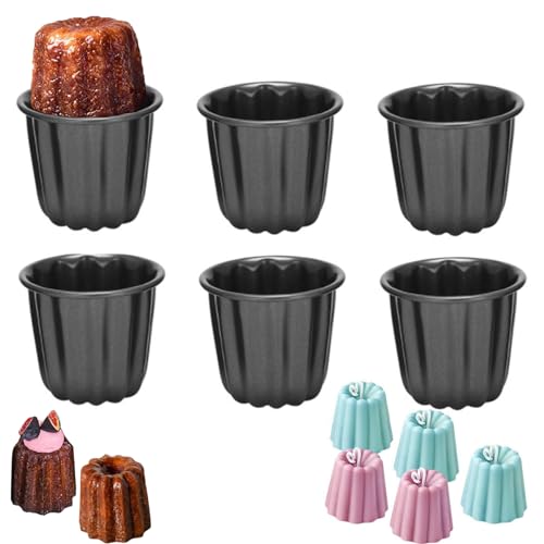 Dasing 6-Teilige Canele Backform, Canele Form Kuchen Pan Muffinbecher, Antihaft Geleeform Muffinform Backblech Antihaft für Cannelés Muffin Pudding Cupcake Bordelais Cannele Champagne von Dasing