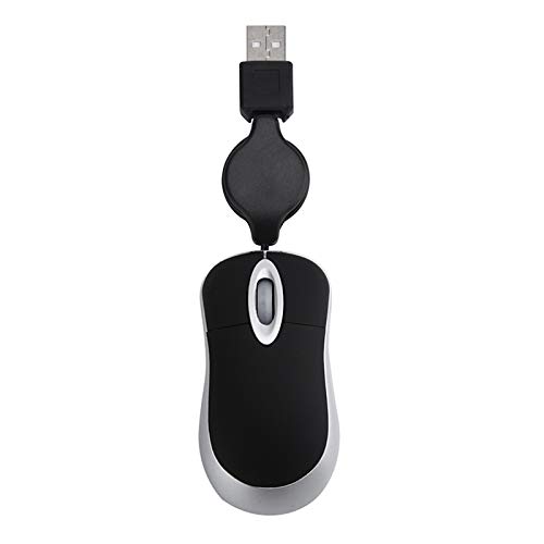 Duendhd Mini-USB-Maus, einziehbares Kabel, kleine Maus, 1600 optisch, kompakt, Reisemaus für Windows 98 2000 XP Vista Ve, Schwarz von Dasing