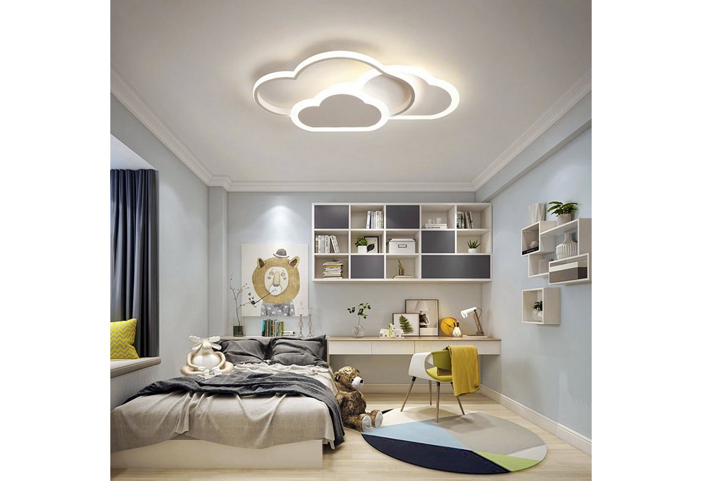 Daskoo Deckenleuchten Wolkenform LED Deckenlampe mit Fernbedienung Dimmbar Schlafzimmer, LED fest integriert, Warmweiß/Neutralweiß/Kaltweiß, LED Deckenleuchte, Stufenloses Dimmen von Daskoo