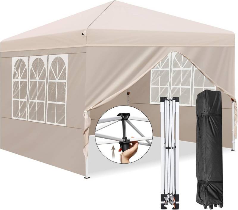 Daskoo Faltpavillon Pavillon 3x3m Wasserdicht Faltpavillon Pop Up Partyzelt 4 Seitenwände, 300x300cm von Daskoo