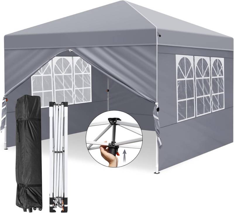 Daskoo Faltpavillon Pavillon 3x3m Wasserdicht Faltpavillon Pop Up Partyzelt 4 Seitenwände, 300x300cm von Daskoo