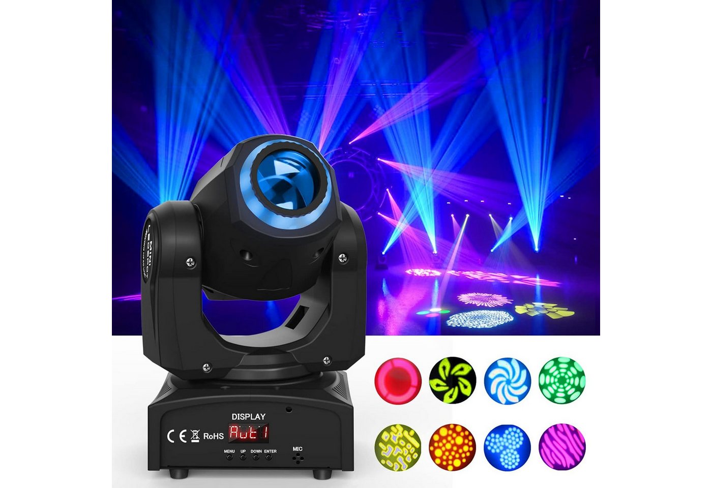 Daskoo LED Discolicht LED Discolicht 50W RGB Bühnenlicht mit 8 Muster 8 Farben Daskoo LED Discolicht LED Discolicht 50W RGB Bühnenlicht mit 8 Muster 8 Farben von Daskoo