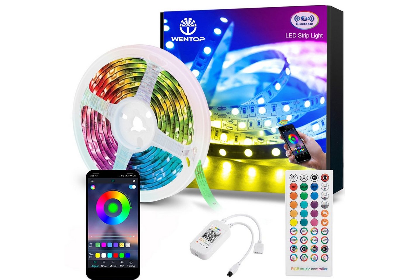 Daskoo LED Stripe LED Streifen 10M/15M/20M/30M RGB Lichterkette Bluetooth Strip Band, mit Musikmodus, RGB Farbwechsel dimmbar, Licht-Leiste Daskoo LED Stripe LED Streifen 10M/15M/20M/30M RGB Lichterkette Bluetooth Strip Band, mit Musikmodus, RGB Farbwechsel dimmbar, Licht-Leiste von Daskoo