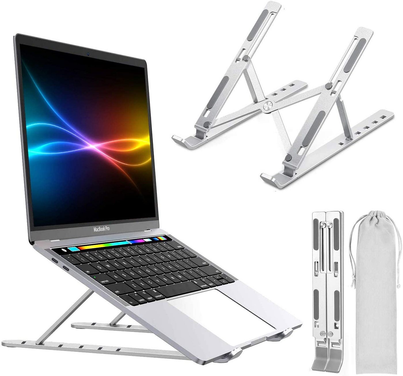 Daskoo Laptoptisch Laptop-Ständer, tragbare Computer-Laptophalterung, Alu, faltbarer Laptop-Ständer mit 6 Stufen Höhenverstellung von Daskoo