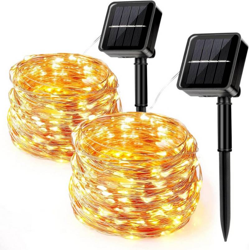 Daskoo Lichterkette Solar-Lichterkette für draußen 2 x12m 180 LED Lichterschlauch 8Modi von Daskoo