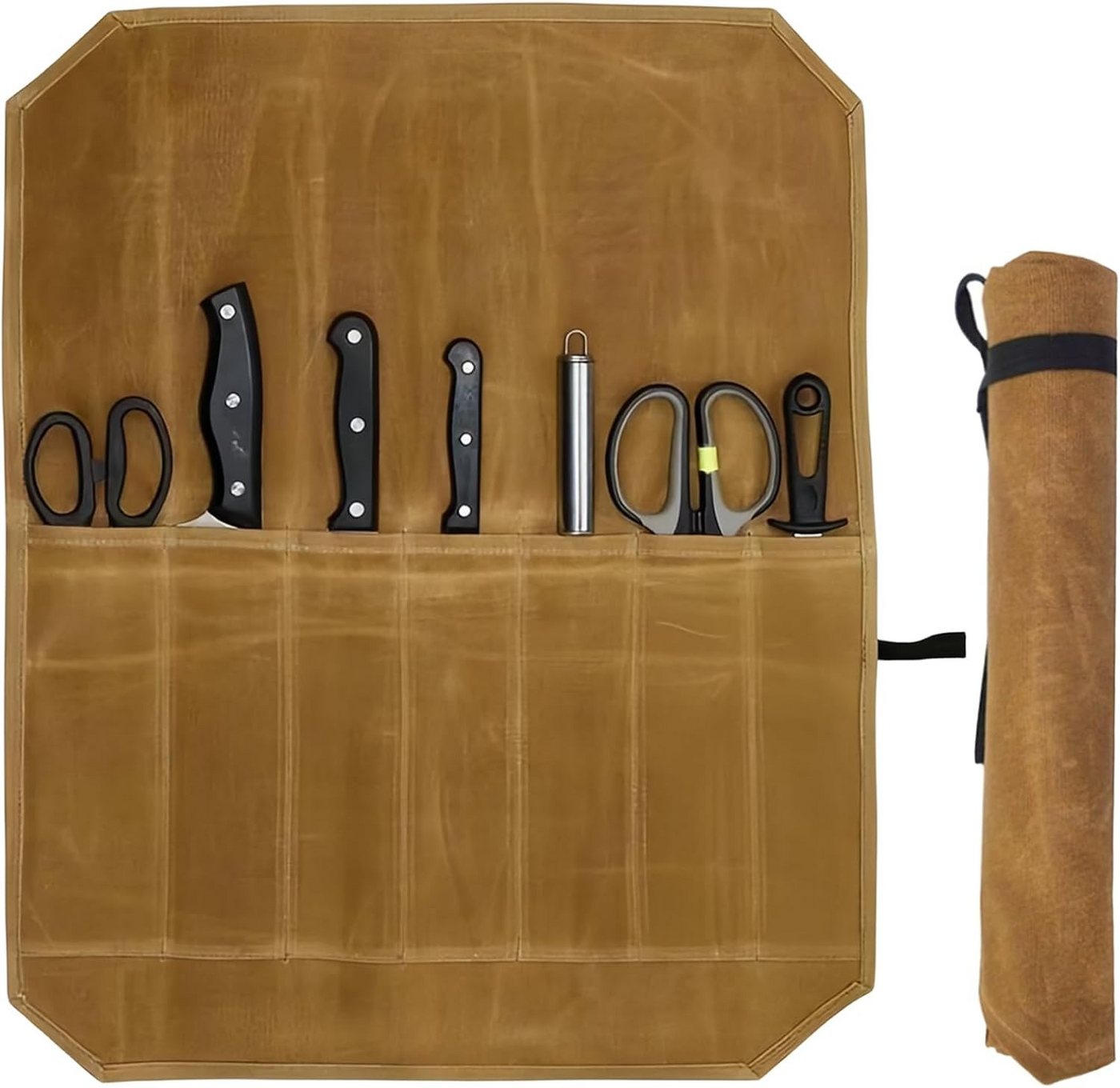 Daskoo Messertasche Messerblock Messertasche,Kochmesser Rolltasche mit 7 Fächern von Daskoo