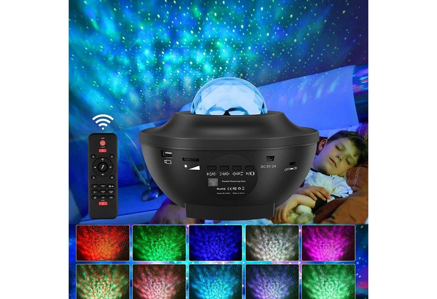 Daskoo Nachtlicht LED-Sternenhimmel Projektor, UFO Nachtlicht Bluetooth, LED fest integriert, Galaxie Projektor Nachtlicht, für Baby Kinder Erwachsene von Daskoo