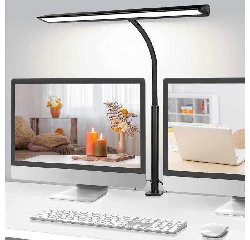 Daskoo Schreibtischlampe LED Schreibtischlampe Dimmbar 5Farbmodi USB Tischlampe 24W, Stufenloser Dimmmodus von Daskoo