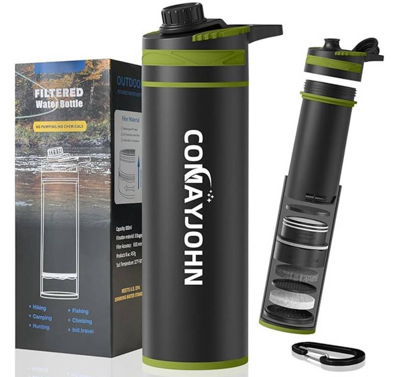 Daskoo Trinkflasche Tragbare Presswasserflasche mit Filter 4.7L gefilterte Wasserflasch von Daskoo