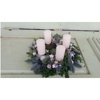 Adventskranz " Let It Snow" Mit Weißen Kerzen, Deko Aus Schneeflocken Und Holzsternen, in 2 Größen Erhältlich von DaskunterbunteSchaf