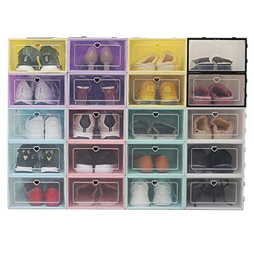 Dasongff Schuhkarton Schuhbox Schuhaufbewahrung Set Stapelbox Transparent Mit Deckel Stapelbar Storage Box for Shoes Aufbewahrungsbox Schubladentyp Transparent Schrank (White, S) von Dasongff