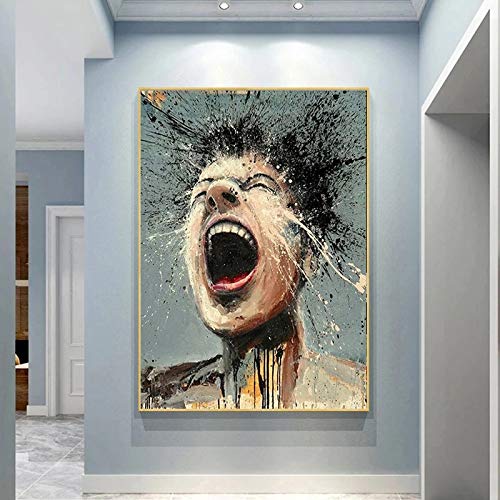 Canvas Malerei Abstrakte moderne Charakter Kunst Poster Künstler, die Emotionen malen, Bild Malerei, für Wohnzimmer Wanddekor Kein Rahmen (Size : 23.6x35.4in(60x90cm)) von Dass