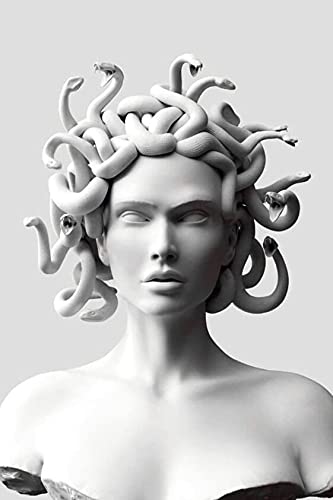 Dalykf Vaporwave Skulptur von Medusa Leinwand Kunst Poster Graffiti Kunst Leinwand Gemälde auf der Wand Kunst Cover Gesicht von Medusa Bilder, für Wohnzimmer Dekoration Kein Rahmen von Dalykf