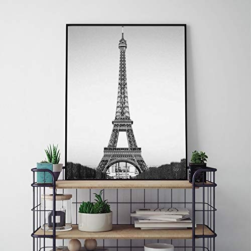 Eiffelturm Leinwand Gemälde Poster Französisch Paris Wand Kunstdrucke Schwarz-Weiß-Landschaftsbilder, für Wohnzimmer Wohnkultur Kein Rahmen (Size : (15.7x23.6inch)40x60cm unframed) von Dass