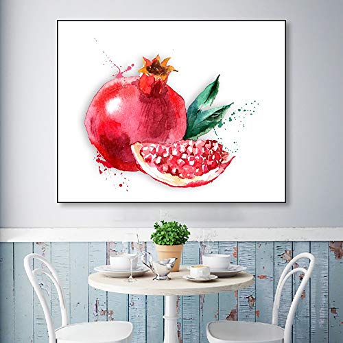 Leinwandmalerei Abstrakte Fruchtmalerei Wandkunst Leinwand Granatapfel Moderne Plakate und Drucke, für Küche Dining Home Decoration Kein Rahmen (Size : 60x80cm No Frame) von Dass