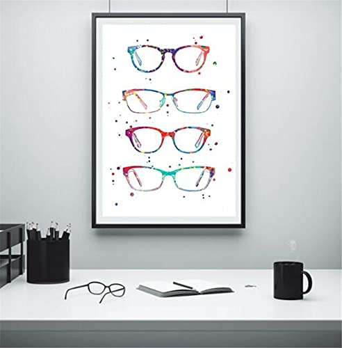 Moderne Gläser Leinwand Kunstdrucke und Poster Optometrie Kunst Canvas Malerei Wandbild, für Ophthalmology Büro Wanddekor Kein Rahmen (Size : 50x70cm frameless) von Dass
