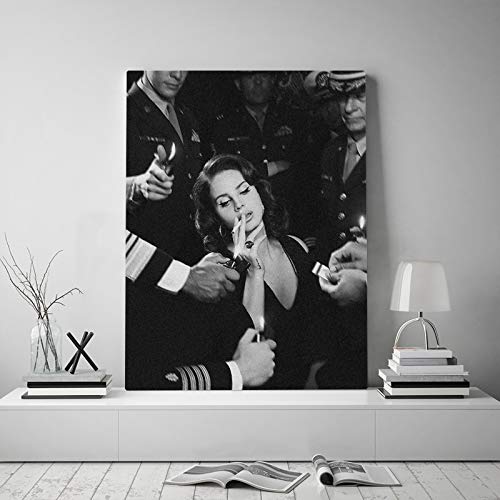 Wandkunst Leinwand Malerei Druck Lana Del Rey Poster Schwarz-Weiß-Bilder Poster, für Schlafzimmer Home Wanddekor Kein Rahmen (Size : 15.7x19.7in(40x50cm)) von Dass