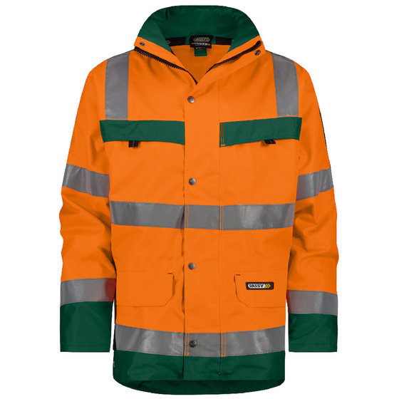 Dassy® - Atlantis Warnschutz Regen-Parka, neonorange/flaschengrün, Größe S von Dassy