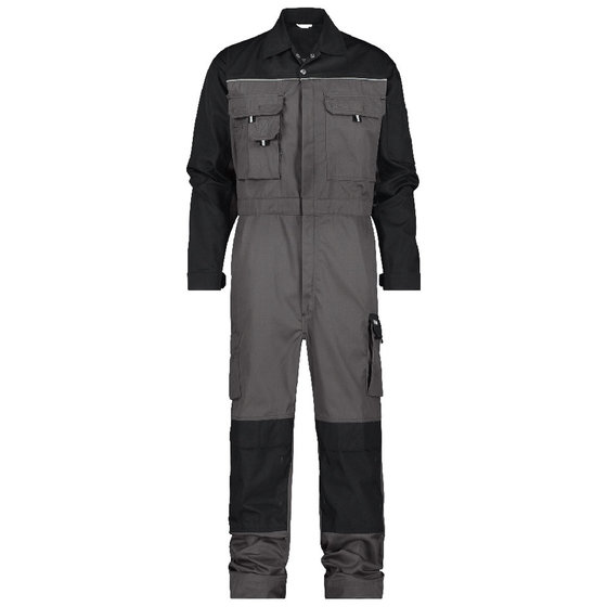 Dassy® - Cannes Zweifarbiger Overall mit Kniepolstertaschen, zementgrau/schwarz, Schrittlänge Standard, Größe S von Dassy