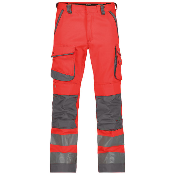 Dassy® - Chicago Warnschutzhose mit Kniepolstertaschen, neonrot/zementgrau, Schrittlänge Standard, Größe 50 von Dassy