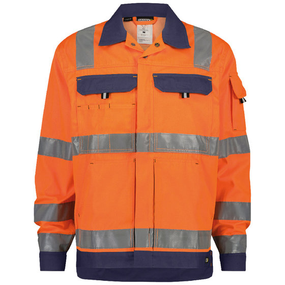 Dassy® - Dusseldorf Warnschutz Arbeitsjacke, neonorange/dunkelblau, Größe S von Dassy