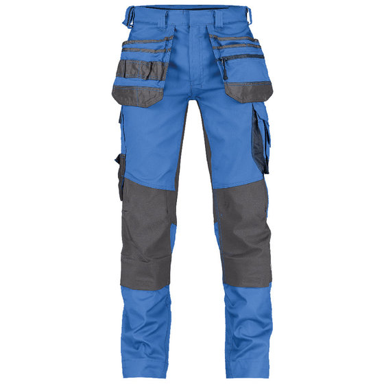 Dassy® - FLUX Arbeitshose mit Stretch, Holstertaschen und Kniepolstertaschen, azurblau/anthrazit, Schrittlänge Plus, Größe 52 von Dassy