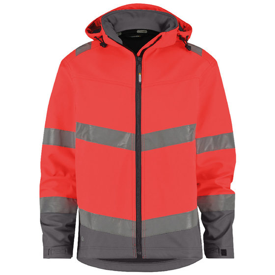 Dassy® - Malaga Warnschutz Softshell-Jacke, neonrot/zementgrau, Größe XL von Dassy