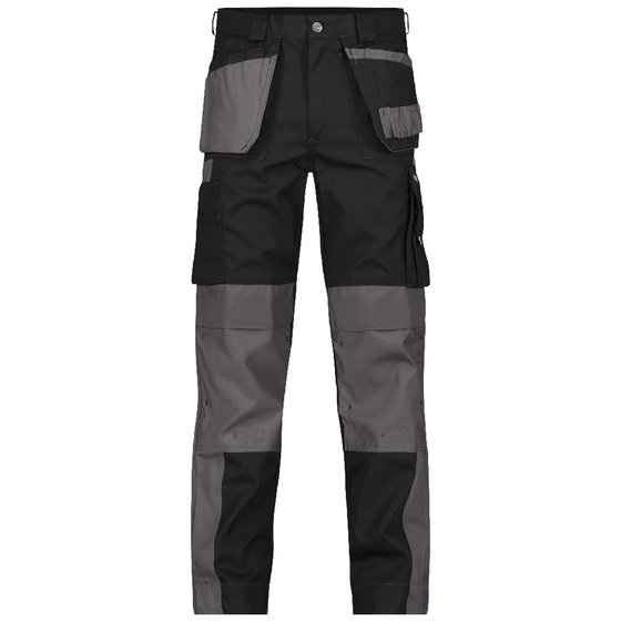 Dassy® - Seattle Zweifarbige Arbeitshose mit Holstertaschen und Kniepolstertaschen, schwarz/zementgrau, Schrittlänge Plus, Größe 58 von Dassy